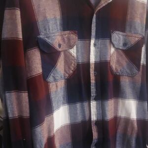 Men's Plaid Button-Down Shirt in Burgundy and Navy